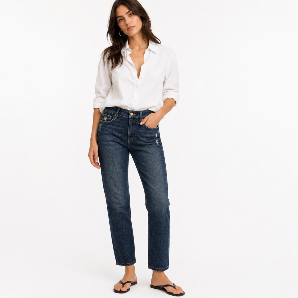 FRAME Le Garcon Crop Jeans Women 27 Dark Wash Slim Boyfriend Denim Covant Preppy